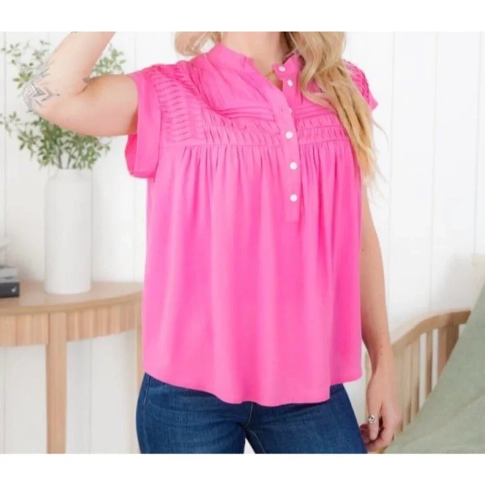 Andree by unit blouse womens size medium pink blouse womens buttondown shirt new